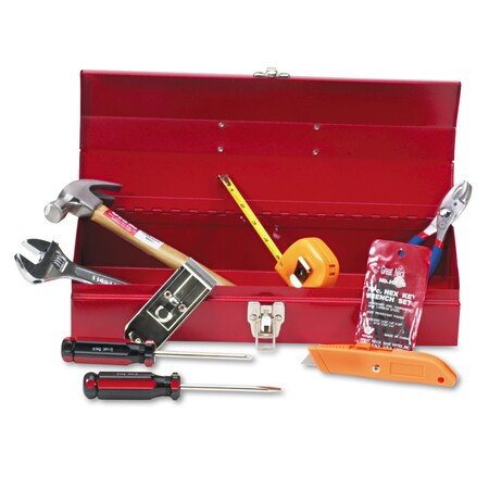 Great Neck 16-Piece Light-Duty Office Tool Kit, Metal Box, Red CTB9